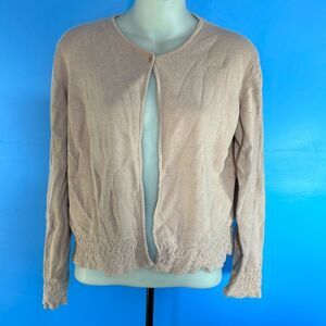 Rena Rowan Essentials Women's Lavender Beaded Cardigan Size M One Button Sweater